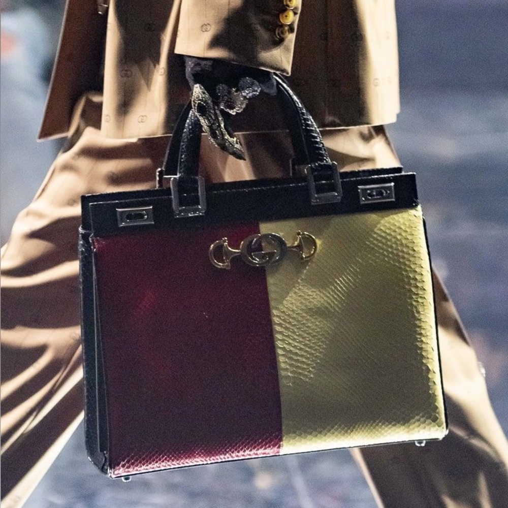 Gucci Python Colorblock Horsebit GG Zumi Shoulder Bag - Picture 8 of 9